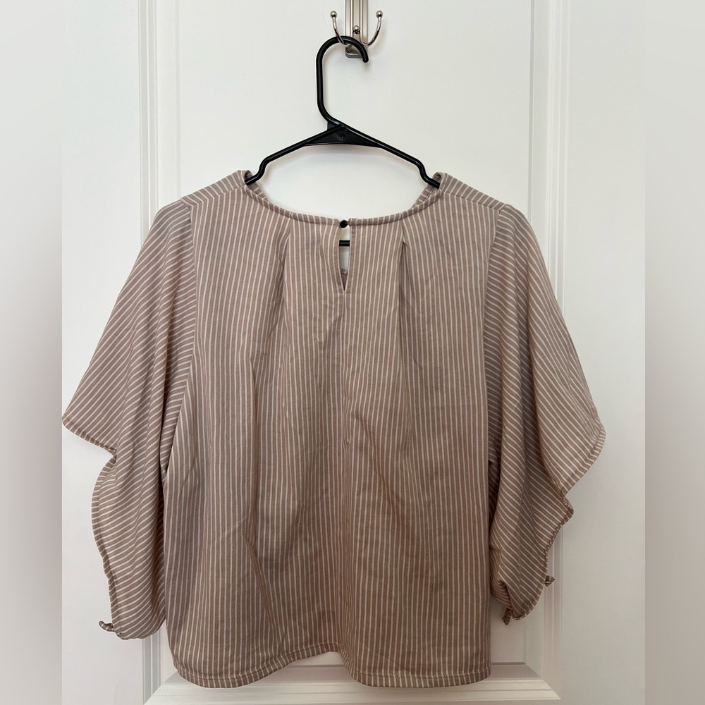 Striped Beige Women's Top from Japan - Picture 2 of 4